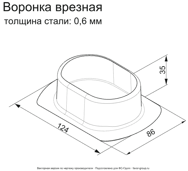 Воронка врезная ГрандЛайн Vortex Полиэстер 0,6 в Санкт-Петербурге фото чертёж