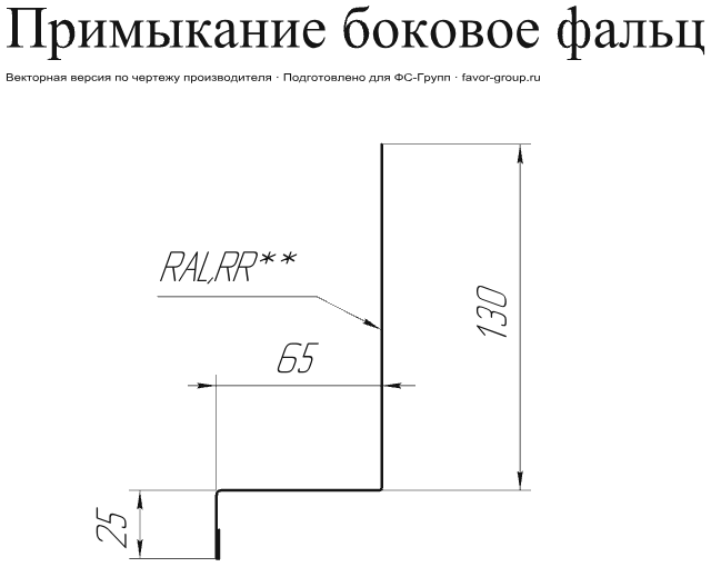 Планка примыкание боковое фальц Grand Line Atlas 0,5 в Санкт-Петербурге фото чертёж