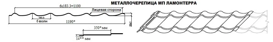Металлочерепица в профиле Ламонтерра (Монтеррей)