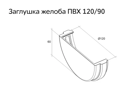 Заглушка желоба d-120 мм универсальная ПВХ Grand Line Классика в Санкт-Петербурге фото
