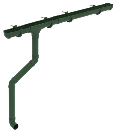 Комплект пластикового водостока d-135/90 мм ГрандЛайн Дизайн зеленый RAL 6005 в Санкт-Петербурге фото