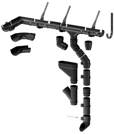 Комплект пластикового водостока d-141x100 мм Döcke lux карбон RR 33 в Санкт-Петербурге фото