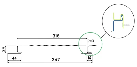 Линеарные панели Металл Профиль Линеарная панель  Primepanel-О-В 24х316 мм без руста Оцинкованная 0,7 в Санкт-Петербурге фото