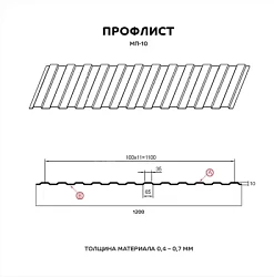 Профнастил Металл Профиль МП10 Полиэстер 0,45
