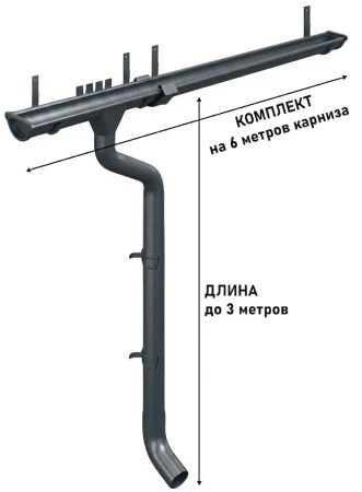 Комплект металлического водостока d-150x100 мм Металл Профиль FORAMINA PUR Purman двухсторонний RAL 7024 в Санкт-Петербурге фото