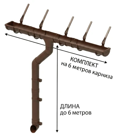 Комплект пластикового водостока d-120x80 мм Döcke Standard светло-коричневый RAL 8017 в Санкт-Петербурге фото