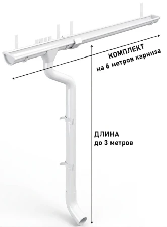 Комплект металлического водостока d-125x90 мм Металл Профиль GRANDSYSTEM Полиэстер RAL 9010 в Санкт-Петербурге фото