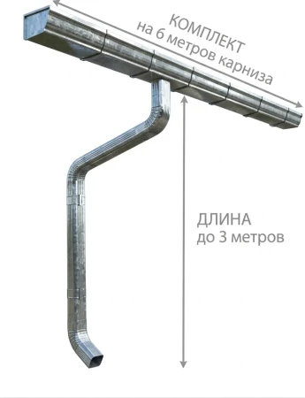 Комплект металлического водостока ГрандЛайн Vortex 127x78 мм Оцинкованный в Санкт-Петербурге фото
