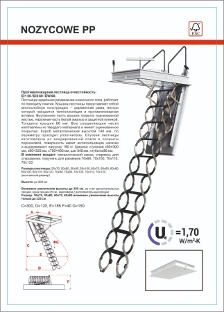 Чердачная люк-лестница Oman Ножничная противопожарная Nozycowe PP в Санкт-Петербурге фото
