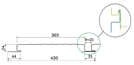 Линеарные панели Металл Профиль Линеарная панель  Primepanel-О-В 24х365 мм с рустом Полиэстер 0,7 в Санкт-Петербурге фото