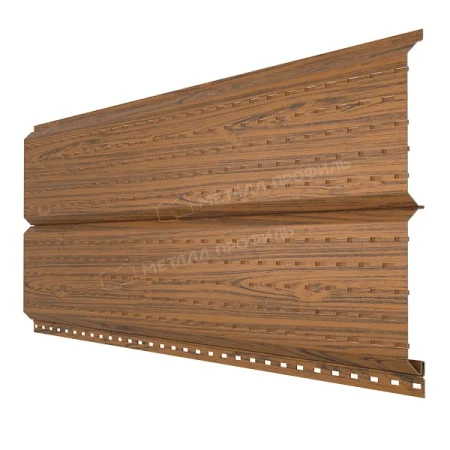 Металлический софит Металл Профиль Lбрус-XL Ecosteel T 0,5 с полной перфорацией Золотой дуб (Golden Wood)