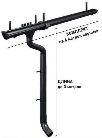 Комплект металлического водостока d-150x100 мм Металл Профиль FORAMINA PUR Purman двухсторонний RAL 9005 в Санкт-Петербурге фото
