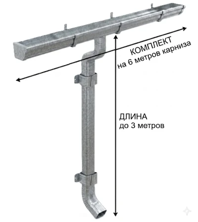 Комплект металлического водостока Металл Профиль Бюджет 120x86 мм 6 м/3 м Полиэстер Оцинкованный в Санкт-Петербурге фото