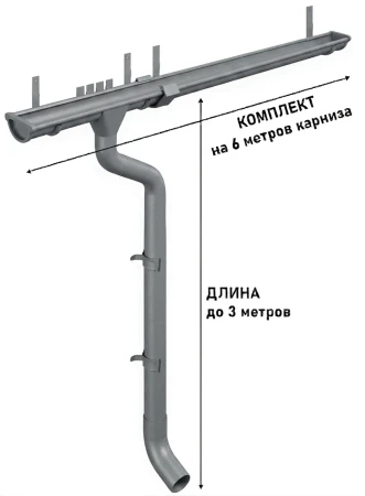 Комплект металлического водостока d-125x100 мм Металл Профиль FORAMINA FREEZE Valori двухсторонний Grey в Санкт-Петербурге фото