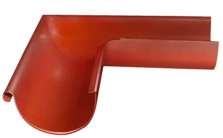 Угол желоба наружный d-125 мм 90 гр Grand Line Полиуретан 0,6 RAL 8004