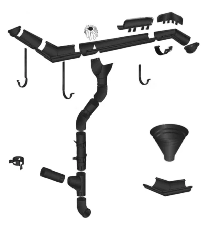 Угол желоба наружный d-150 мм Металл Профиль FORAMINA PUR Purman двухсторонний 0,6 RAL 9005