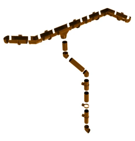 Комплект пластикового водостока d-135/90 мм ГрандЛайн Дизайн шоколадный RAL 8017 в Санкт-Петербурге фото