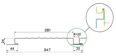 Линеарные панели Металл Профиль Линеарная панель  Primepanel-О-В 24х281 мм с рустом Полиэстер 0,7 в Санкт-Петербурге фото