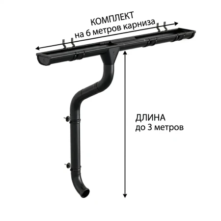 Комплект металлического водостока Аквасистем Комфорт d-125x90 мм 6 м/3 м Полиэстер 0,55 RAL 9005 в Санкт-Петербурге фото