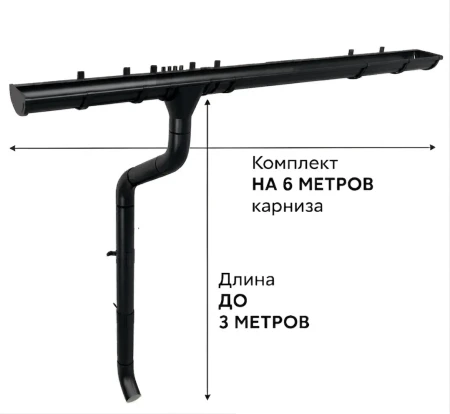 Комплект металлического водостока ГрандЛайн GL PE Matt d-125x90 мм 6 м/3 м Полиэстер Matt RAL 9005 (черный) в Санкт-Петербурге фото