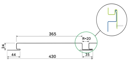 Линеарные панели Металл Профиль Линеарная панель  Primepanel-О-Г 24х365 мм с рустом Оцинкованная 0,7 в Санкт-Петербурге фото