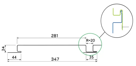 Линеарные панели Металл Профиль Линеарная панель  Primepanel-Т-Г 24х281 мм с рустом Оцинкованная 0,7 в Санкт-Петербурге фото