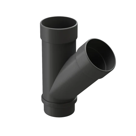 Тройник трубы d-100 мм 45 гр ПВХ Döcke Lux графит RAL 7024