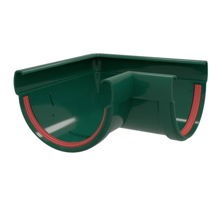 Угол желоба универсальный d-135 мм 90 гр ПВХ Grand Line Дизайн зеленый RAL 6005