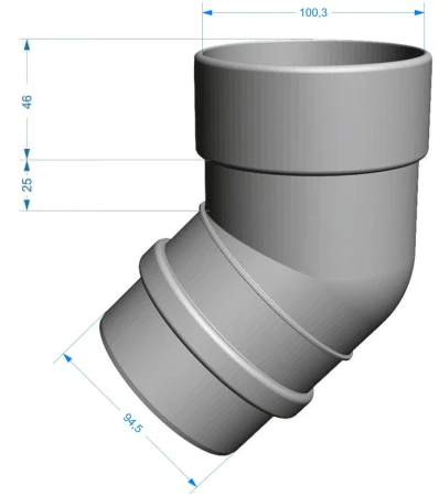 Колено трубы d-100 мм 45° ПВХ Döcke Lux в Санкт-Петербурге фото