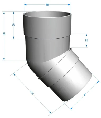 Колено трубы d-85 мм 45° ПВХ Döcke Premium в Санкт-Петербурге фото