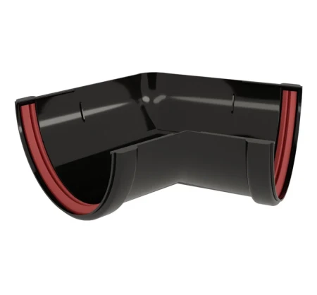 Угол желоба универсальный d-120 мм 135 гр ПВХ Grand Line Классика черный RAL 9005