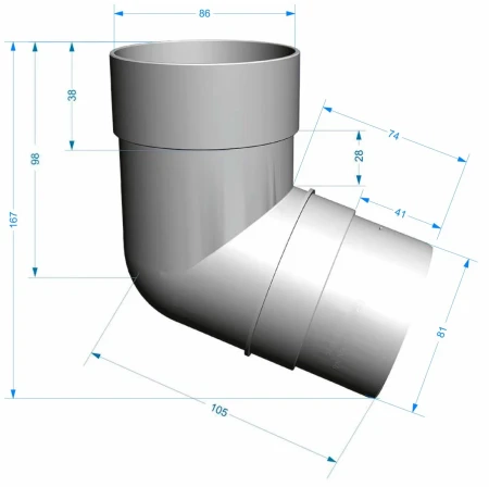 Колено трубы d-85 мм 72° ПВХ Döcke Premium в Санкт-Петербурге фото