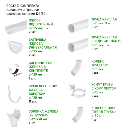 Комплект металлического водостока Аквасистем Комфорт d-150x100 мм 6 м/3 м PU Ral 9003 в Санкт-Петербурге фото