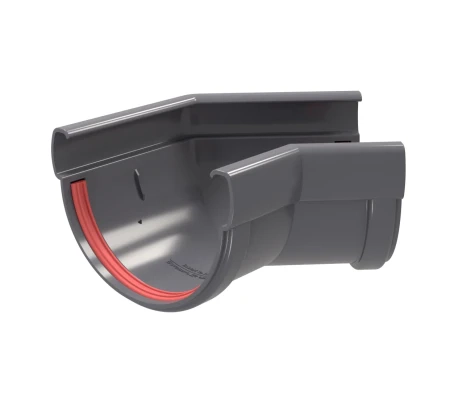 Угол желоба универсальный d-135 мм 135 гр ПВХ Grand Line Дизайн графит RAL 7024