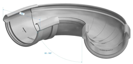 Угол желоба регулируемый d-141 мм 90-160° ПВХ Döcke Lux в Санкт-Петербурге фото
