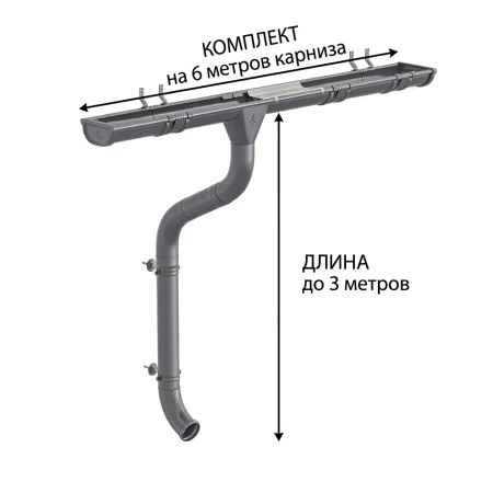 Комплект металлического водостока Аквасистем Премиум d-150x100 мм 6 м/3 м PU Matt RAL 7024 в Санкт-Петербурге фото
