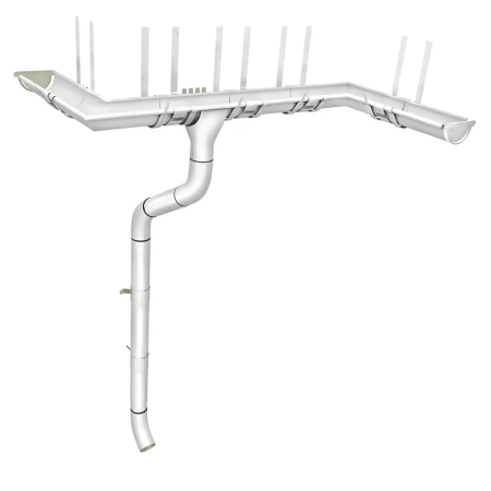 Комплект металлического водостока Grand Line GL PU d-150x100 мм 6 м/3 м Полиуретан RAL 9003 в Санкт-Петербурге фото