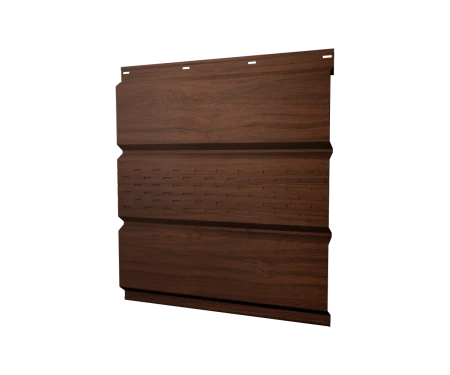 Металлический софит Grand Line Print Elite 0,45 с частичной перфорацией Choco Wood