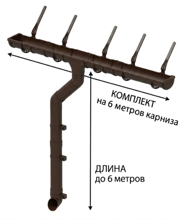 Комплект пластикового водостока d-120x80 мм Döcke Standard темно-коричневый RAL 8019 в Санкт-Петербурге фото