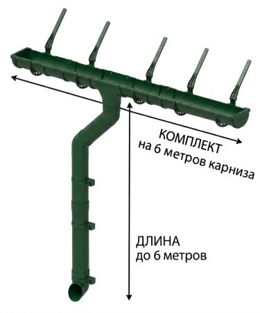 Комплект пластикового водостока d-120x80 мм Döcke Standard зеленый RAL 6005 в Санкт-Петербурге фото