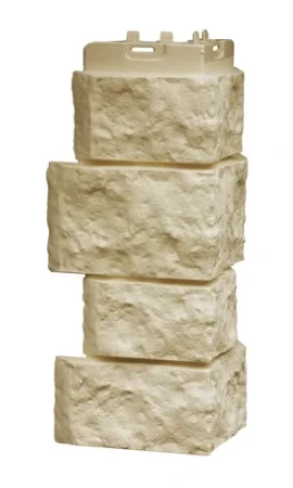 Угол пластиковой фасадной панели Grand Line Дикий камень Classic (бежевый)