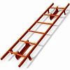 Кровельная лестница оранжевого цвета с кронштейнами крепления к скату