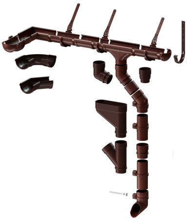 Комплект пластикового водостока d-141x100 мм Döcke lux шоколад RAL 8019 в Санкт-Петербурге фото