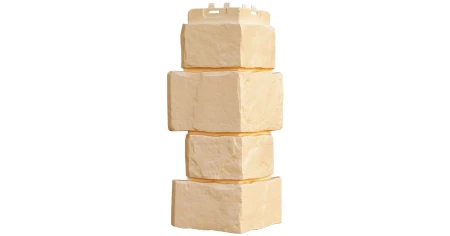 Угол пластиковой фасадной панели Grand Line Крупный камень Classic (бежевый)