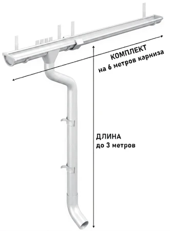 Комплект металлического водостока d-125x100 мм Металл Профиль FORAMINA PUR Purman двухсторонний RAL 9010 в Санкт-Петербурге фото