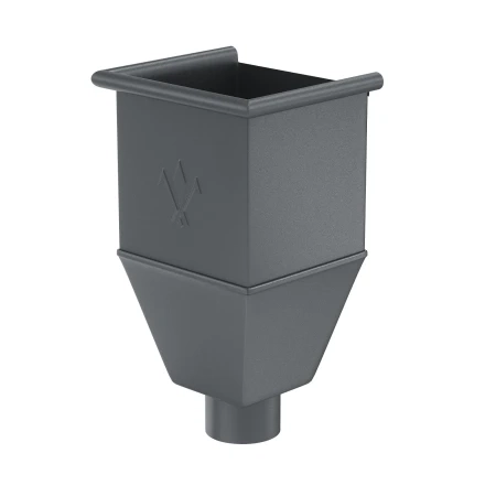 Воронка водосборная квадратная удлиненная для трубы d-90 мм Aquasystem Premium Pural Matt 0,6 RAL 7024