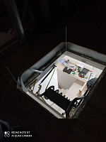 Вид на лестницу с чердака, внизу помещение с инструментами