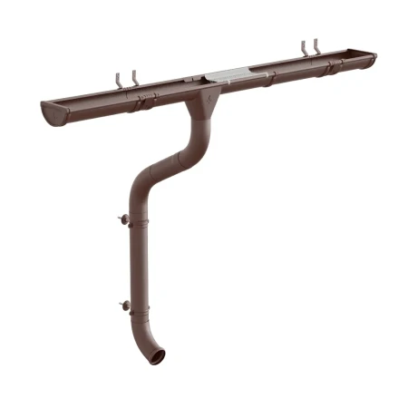 Комплект металлического водостока Аквасистем Премиум d-125x90 мм 6 м/3 м PU Ral 8017 в Санкт-Петербурге фото