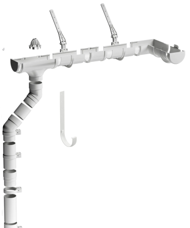 Комплект пластикового водостока d-120x85 мм Döcke Premium пломбир RAL 9003 в Санкт-Петербурге фото
