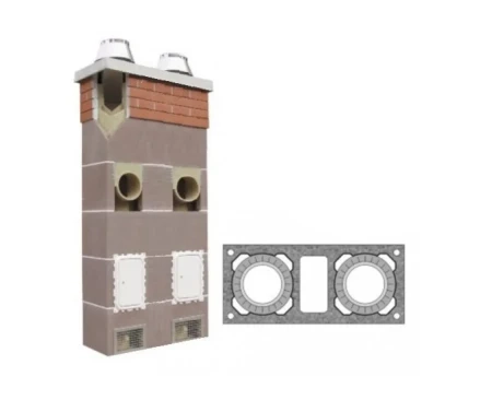 Готовый комплект двухходового дымохода Schiedel Uni 14 пм, Ø-140L/180 мм с вентканалом